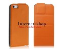 Plastic & PU Leather Flip Case for iPhone 5 (Brown