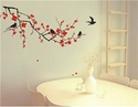 Artistic Flower and Bird Designed PVC Wall Decal S