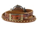 Rivet Decorated Three-Loops Cowhide Bracelet Analo