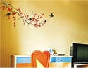 Artistic Flower and Bird Designed PVC Wall Decal S