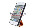 Plastic & PU Leather Flip Case for iPhone 5 (Brown