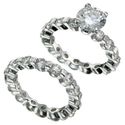 Rhodium Plated Brilliant CZ Bridal Ring Set 