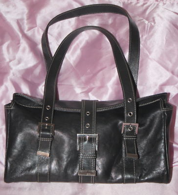 BuffPam : Enzo Angiolini black leather handbag purse Excellent!