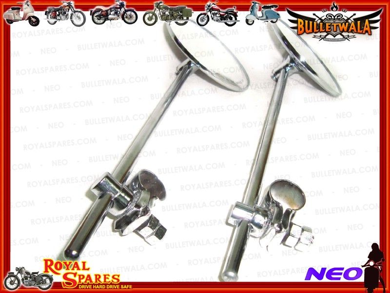 Details about   UNIVERSAL CHROMED HANDLEBAR 7/8" CLAMPS ON ROUND SIDE MIRROR SET ENFIELD