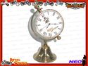 ENFIELD BRASS GLOBE SHAPED DESK CLOCK+CANNON CROWN