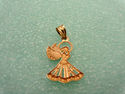  14K Solid 2 Tone Gold Diamond Cut "Faith" Angel P
