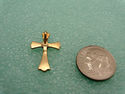 14K Solid Gold Cross With Diamond Heart Pendant C
