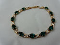 10K Y Gold Lab Emerald & Natural Diamond Tennis Br