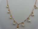 Pearl 14K Solid Yellow Gold Dangling Pearls Y Neck