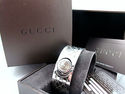 Gucci 112 Twirl Watch Stainless Logo Bangle Brown 