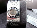 Gucci 112 Twirl Watch Stainless Logo Bangle Brown 