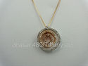 14K Solid Gold Diamond Circle Pendant Chain Neckla