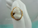 10k Solid Yellow Gold Shell Cameo Ring Sizable 6 V