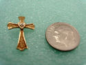  14K Solid Gold Cross With Diamond Heart Pendant C