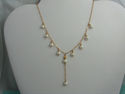 Pearl 14K Solid Yellow Gold Dangling Pearls Y Neck