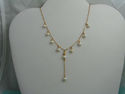 Pearl 14K Solid Yellow Gold Dangling Pearls Y Neck