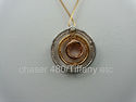 14K Solid Gold Diamond Circle Pendant Chain Neckla