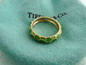 TIFFANY & Co 18K Gold & Green Enamel Domed Band Ri