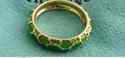 TIFFANY & Co 18K Gold & Green Enamel Domed Band Ri