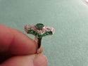 14K White Gold Brilliant Green Emerald & Diamond A