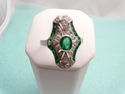 14K White Gold Brilliant Green Emerald & Diamond A