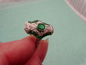 14K White Gold Brilliant Green Emerald & Diamond A