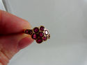 Vintage Rich Vibrant Red Ruby Flower Yellow Gold B