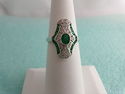 14K White Gold Brilliant Green Emerald & Diamond A