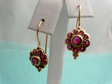 Vintage Rich Vibrant Red Ruby Flower Yellow Gold B
