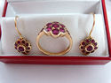 Vintage Rich Vibrant Red Ruby Flower Yellow Gold B