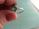 14K White Gold Brilliant Green Emerald & Diamond A