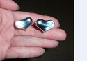 ANGELA CUMMINGS Wide 3D Heart Earrings -RARE 80's-
