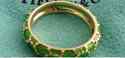 TIFFANY & Co 18K Gold & Green Enamel Domed Band Ri