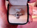 Vintage Blue Sapphire Diamond Solid 14K White Gold