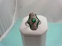 14K White Gold Brilliant Green Emerald & Diamond A