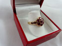 Vintage Rich Vibrant Red Ruby Flower Yellow Gold B
