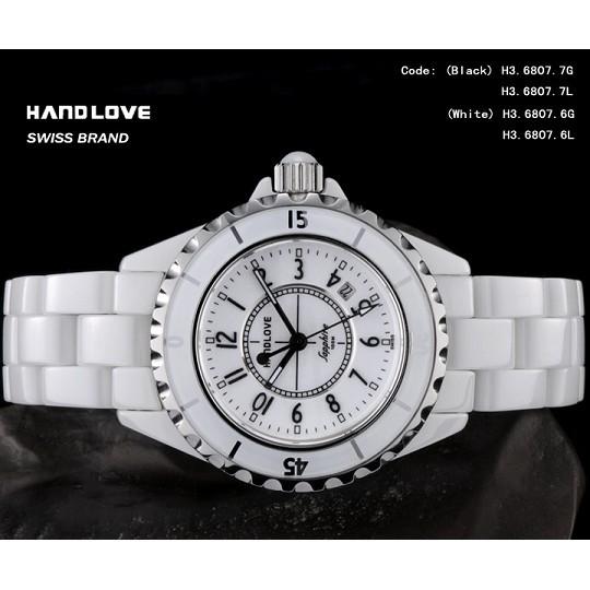 Handlove White High Tech Ceramic Men's Swiss Watch