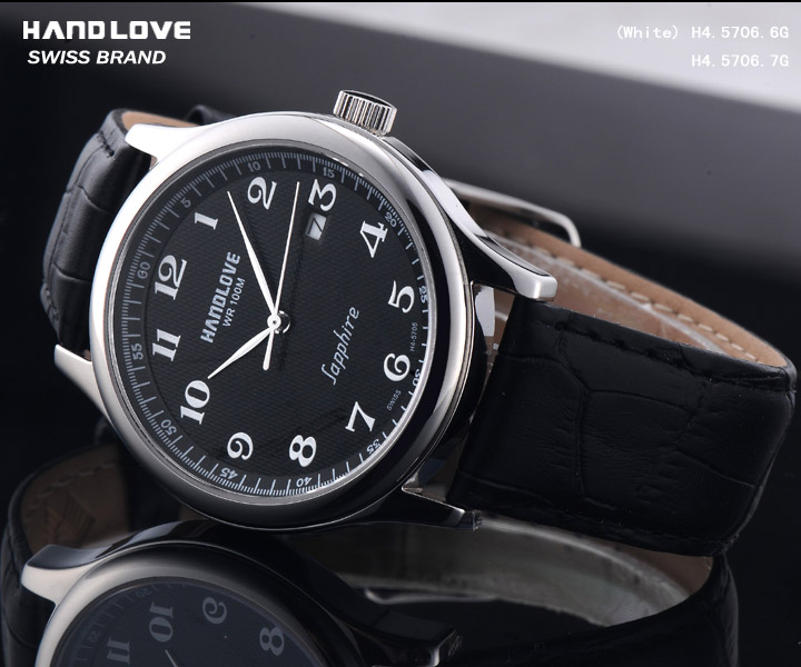 Handlove Black Dial Imported Genuine Leather Men's