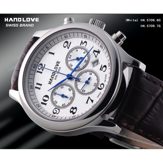 Handlove White Dial Classic Design Leather Men's S