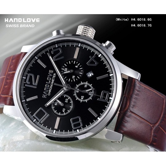 Handlove Professional Black Dial Leather Men's Swi