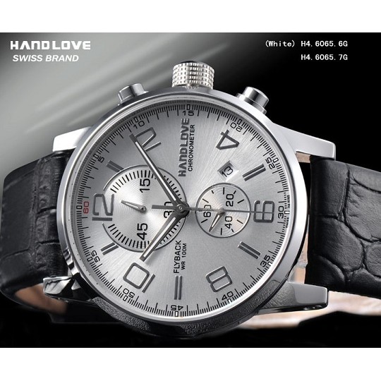 Handlove Imported Leather Glossy White Dial Men's 