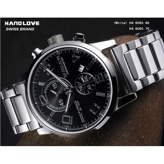 Handlove Stainless Steel Glossy Black Dial Men's W