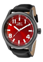 Men's Specialty Red Dial Black Leather