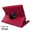 iPad 3, 2 360 Rotating HOT PINK Leather Case Smart