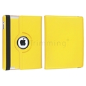  iPad 3, 2 360 Rotating Yellow Leather Smart Cover