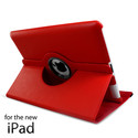 NEW! iPad 3, 2 360 Rotating Red Leather Case Smart