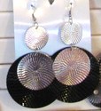 Fashion Earrings S3114 Black & Silver Medallions