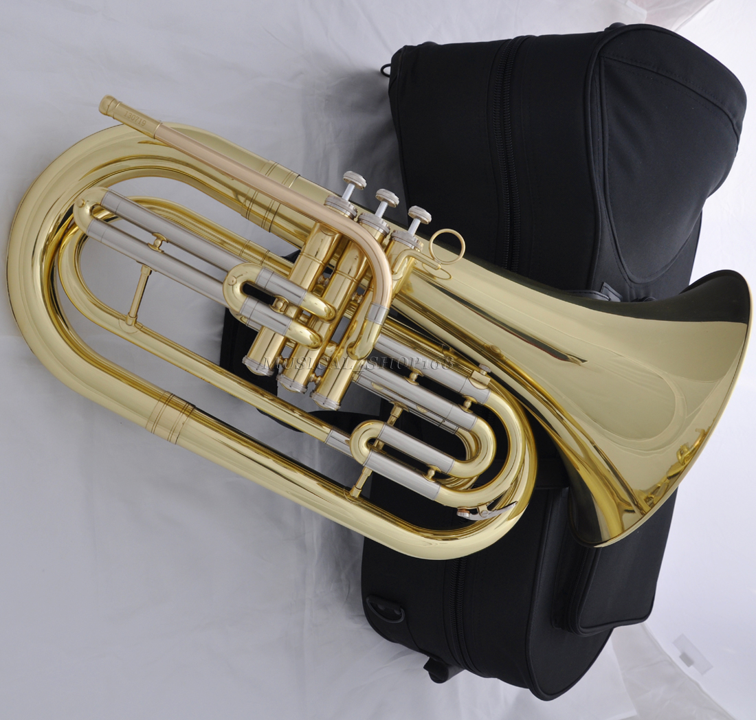 Professional gold Bb Marching Baritone Horn with new case | eBay
