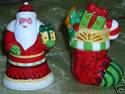 Fitz & Floyd Santa & Stocking Salt & Pepper NWOT F