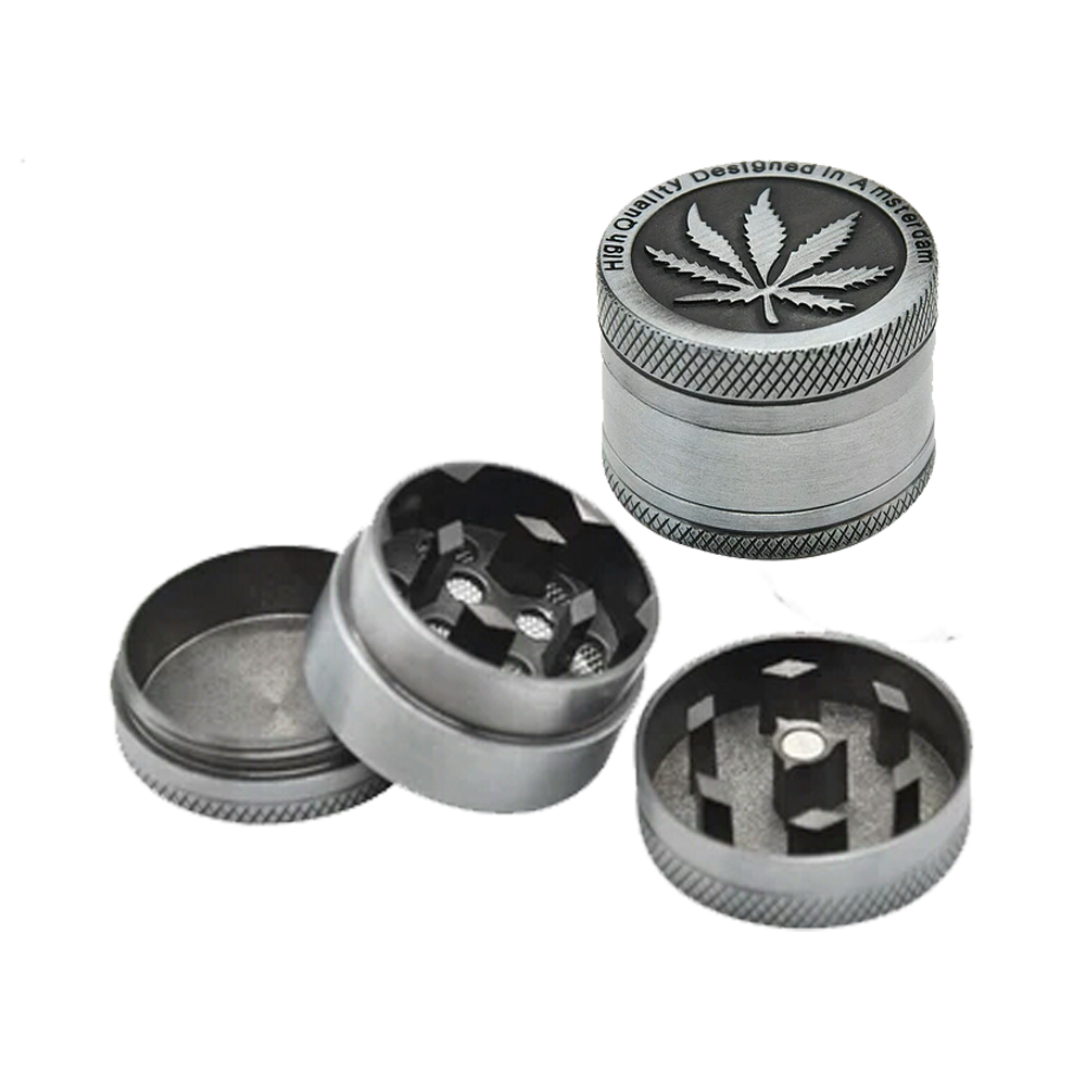 RISING STAR MINT : Ultra Mini Three Piece Metal Silver Cannabis Leaf ...